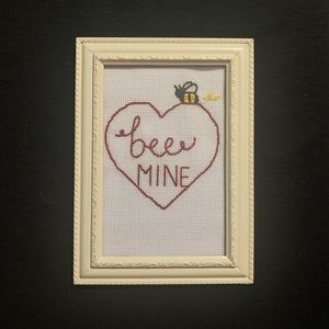 Bee Mine 🐝 Crossstitch in picture frame